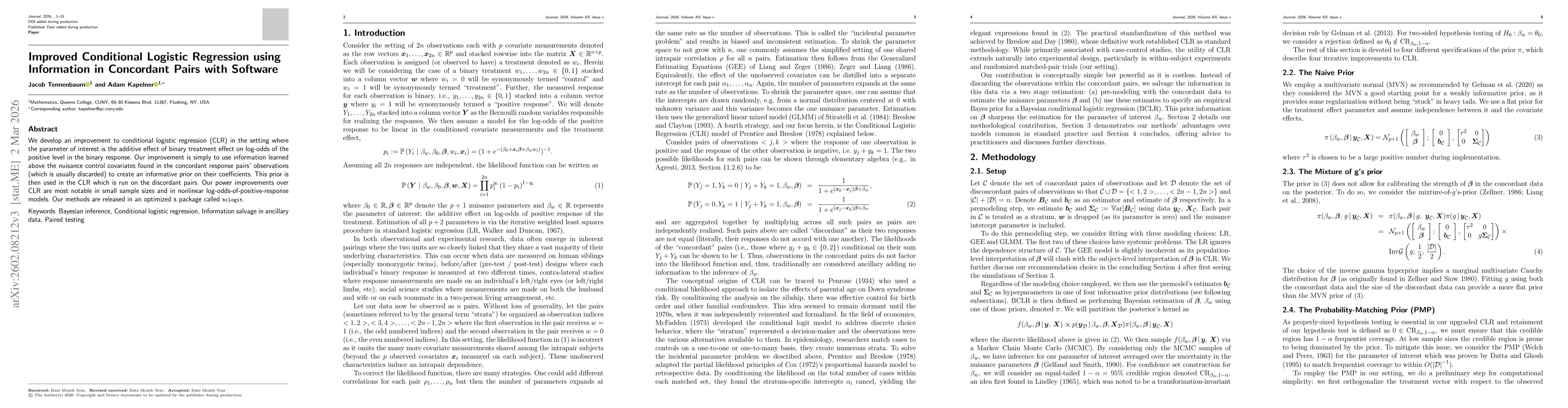 Thumbnail for Improved Conditional Logistic Regression using Information in Concordant Pairs with Software