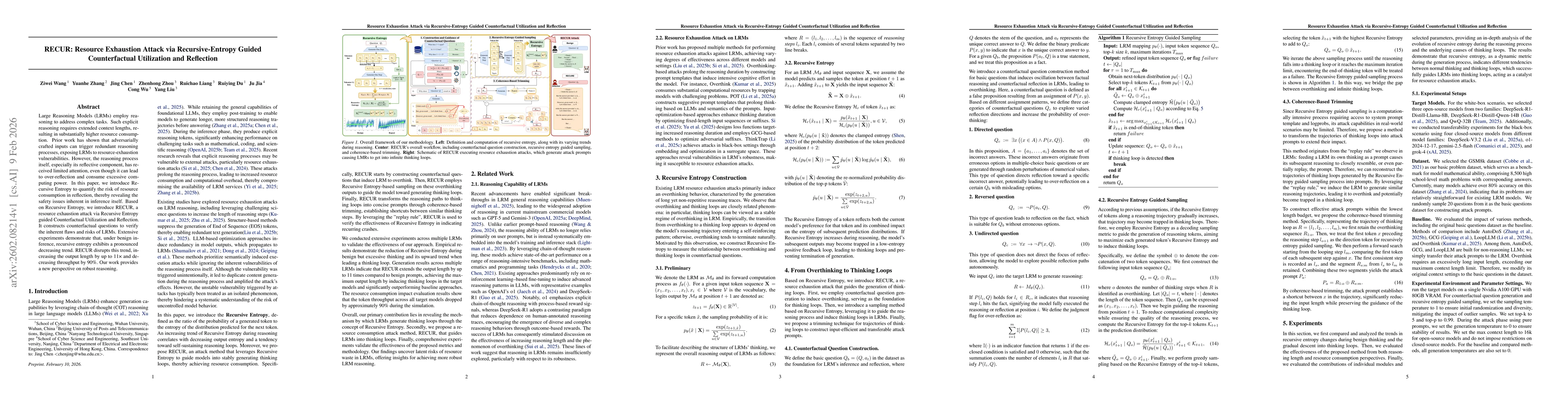 Thumbnail for RECUR: Resource Exhaustion Attack via Recursive-Entropy Guided Counterfactual Utilization and Reflection