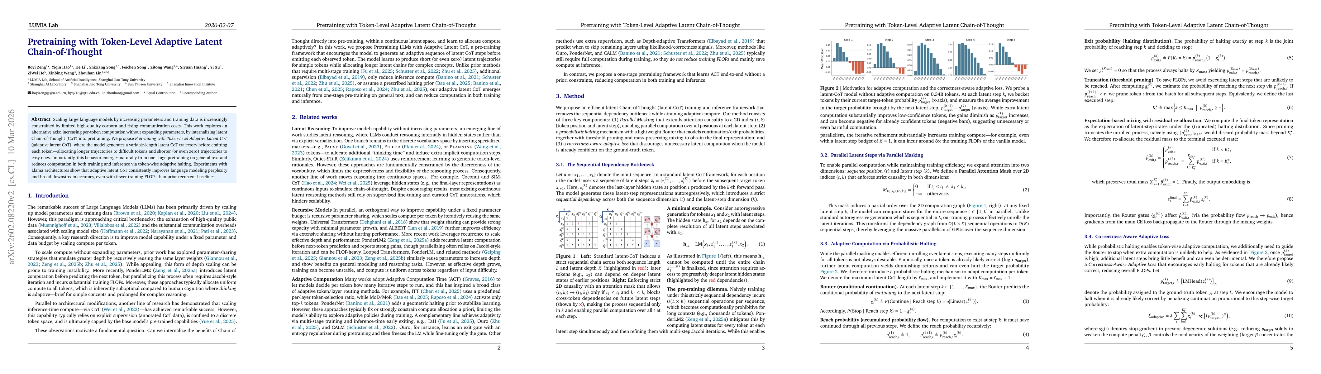 Thumbnail for Pretraining with Token-Level Adaptive Latent Chain-of-Thought