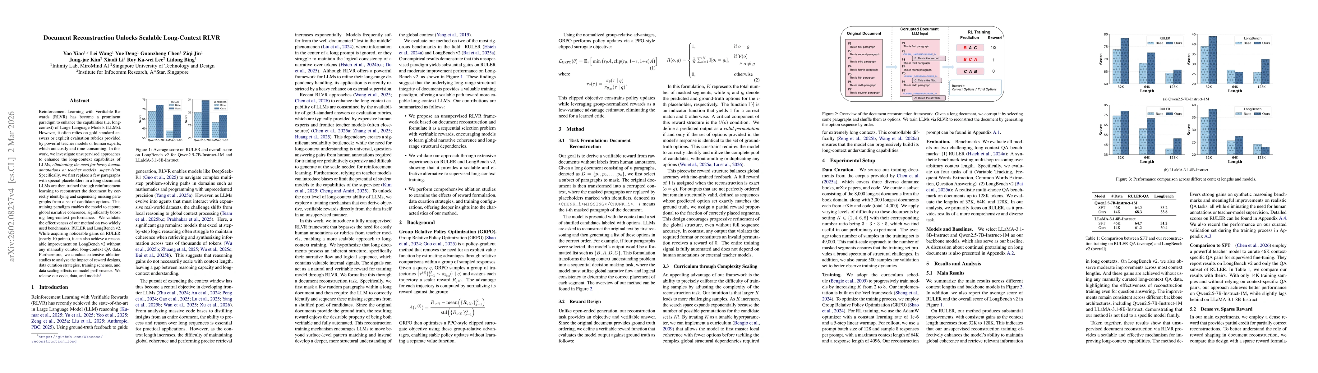Thumbnail for Document Reconstruction Unlocks Scalable Long-Context RLVR