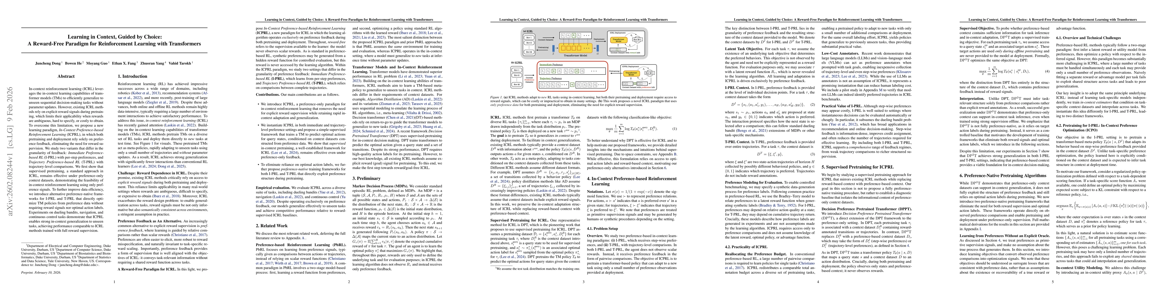 Thumbnail for Learning in Context, Guided by Choice: A Reward-Free Paradigm for Reinforcement Learning with Transformers