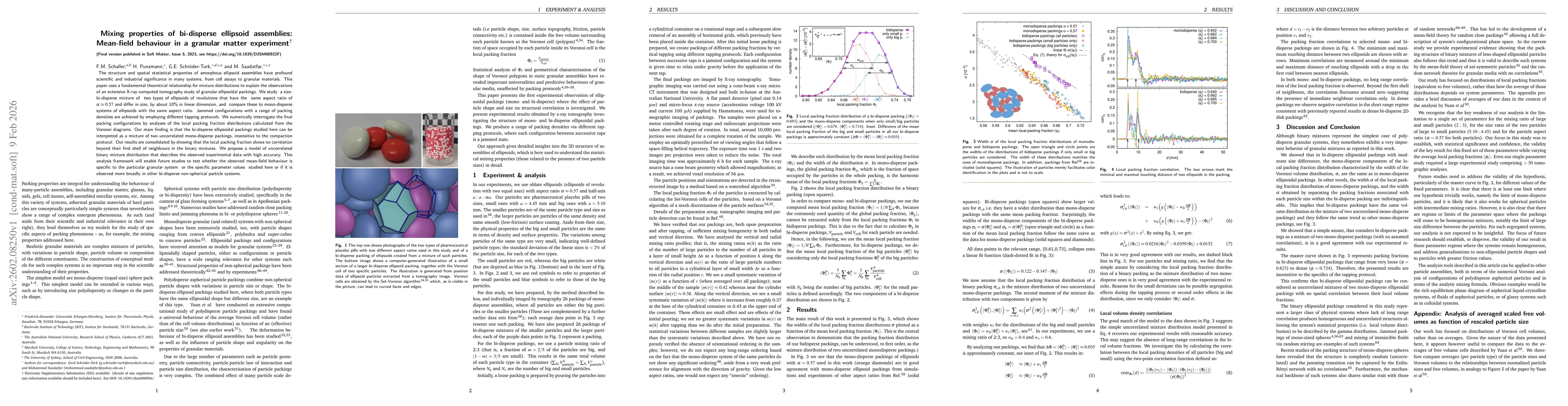 Thumbnail for Mixing properties of bi-disperse ellipsoid assemblies: Mean-field behaviour in a granular matter experiment