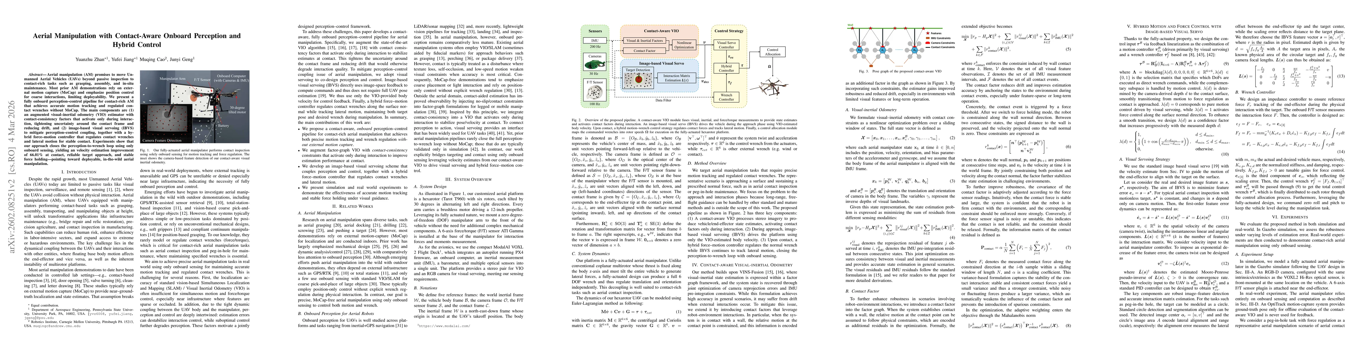 Thumbnail for Aerial Manipulation with Contact-Aware Onboard Perception and Hybrid Control