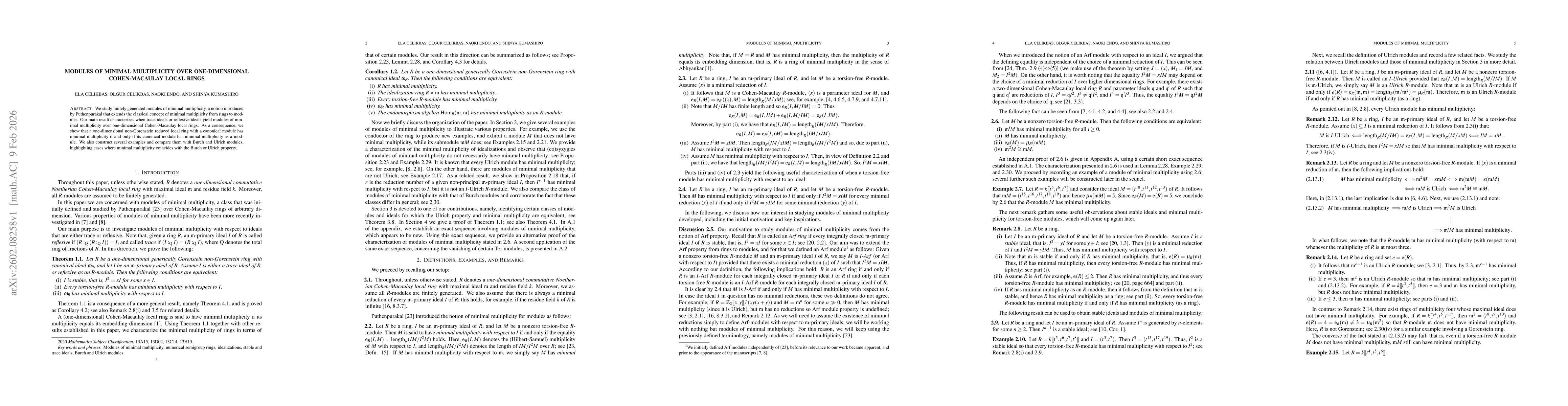 Thumbnail for Modules of minimal multiplicity over one-dimensional Cohen-Macaulay local rings