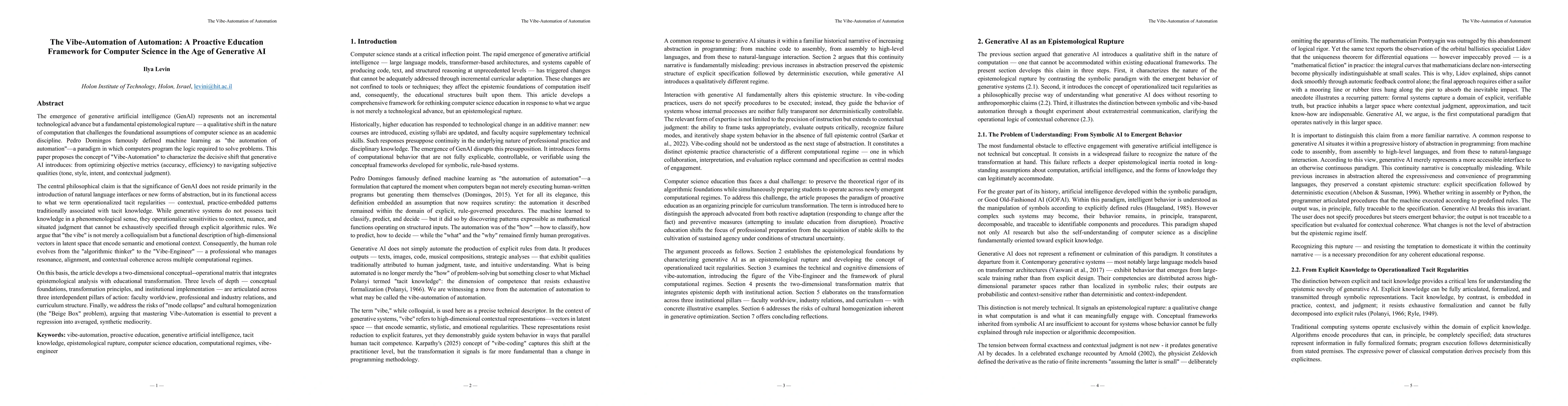 Thumbnail for The Vibe-Automation of Automation: A Proactive Education Framework for Computer Science in the Age of Generative AI