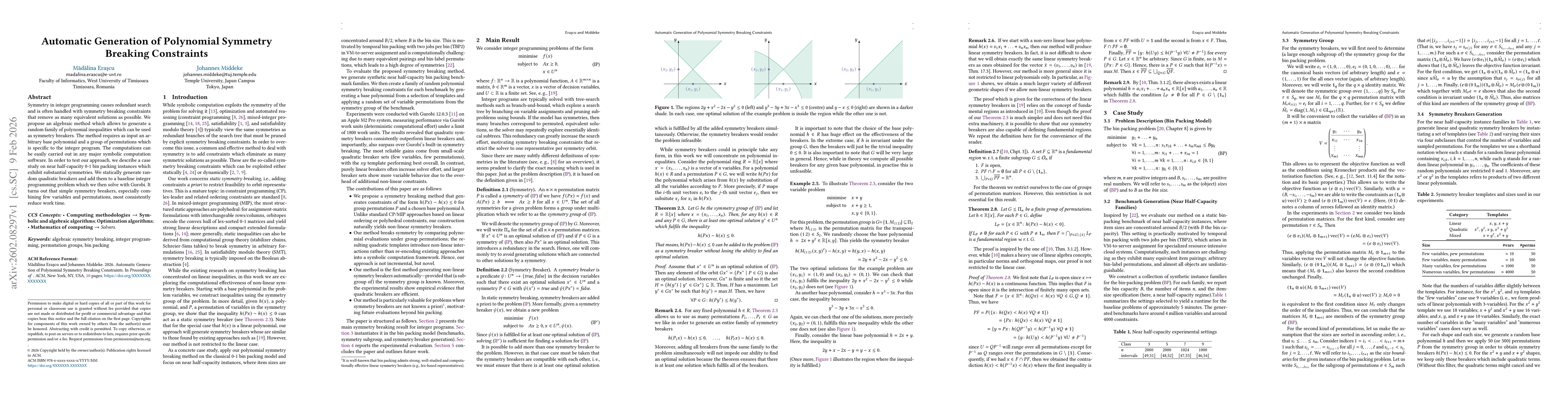 Thumbnail for Automatic Generation of Polynomial Symmetry Breaking Constraints