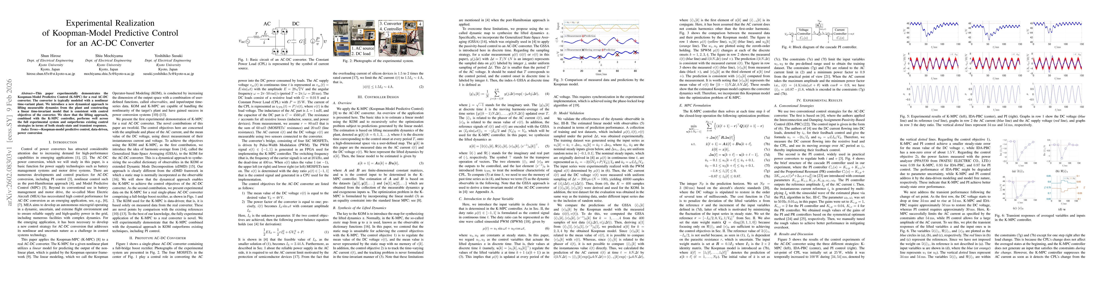 Thumbnail for Experimental Realization of Koopman-Model Predictive Control for an AC-DC Converter