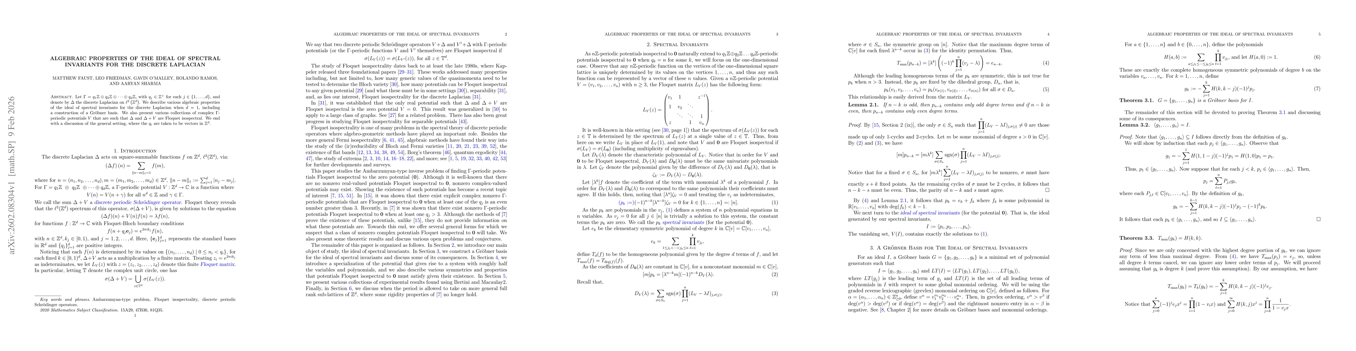 Thumbnail for Algebraic Properties of the Ideal of Spectral Invariants for the Discrete Laplacian