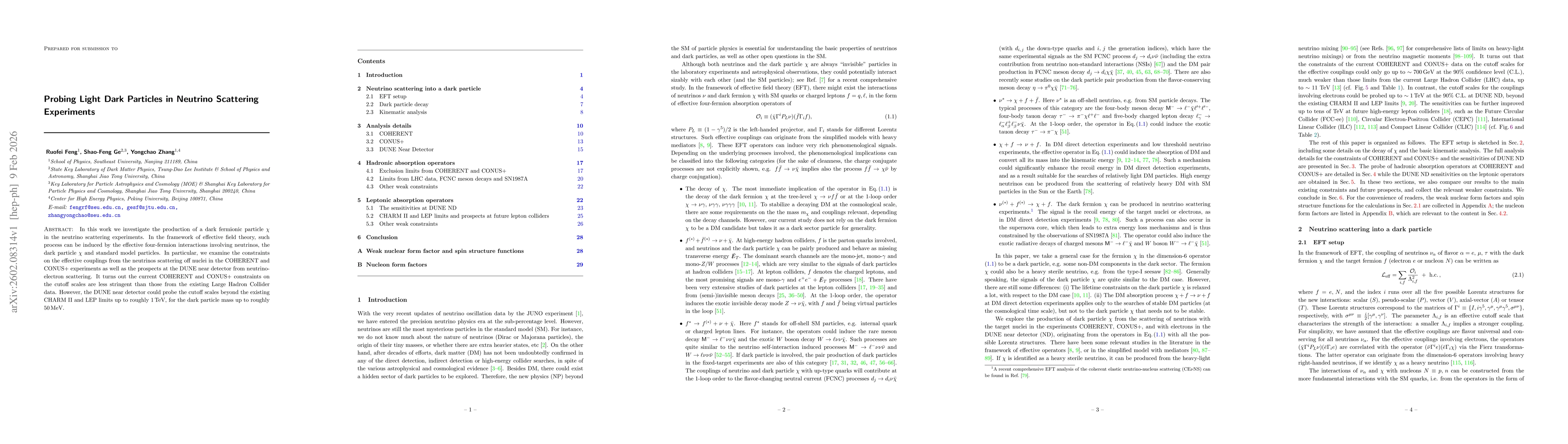 Thumbnail for Probing Light Dark Particles in Neutrino Scattering Experiments