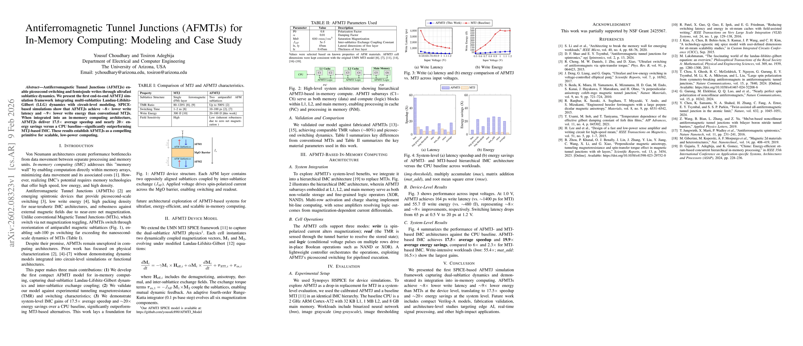 Thumbnail for Antiferromagnetic Tunnel Junctions (AFMTJs) for In-Memory Computing: Modeling and Case Study