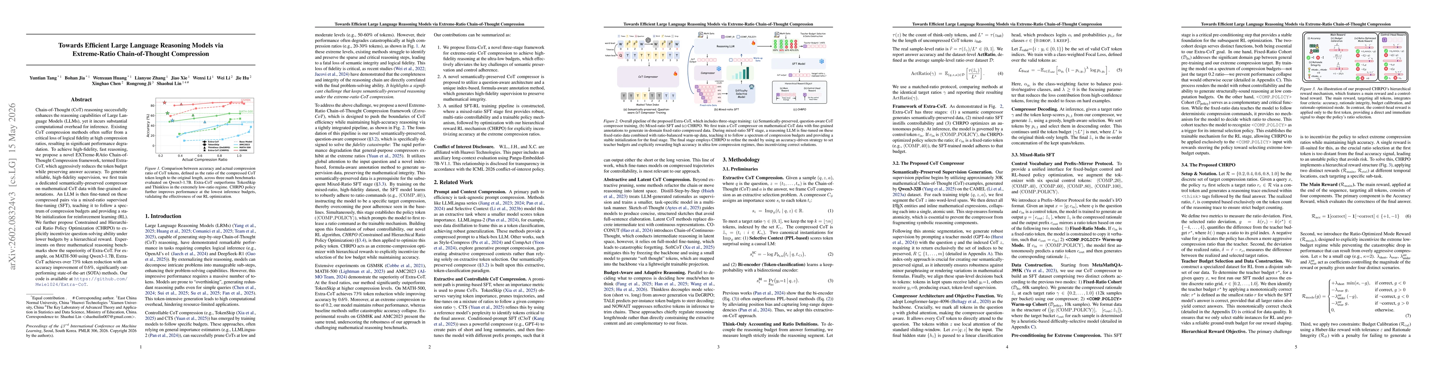 Thumbnail for Towards Efficient Large Language Reasoning Models via Extreme-Ratio Chain-of-Thought Compression