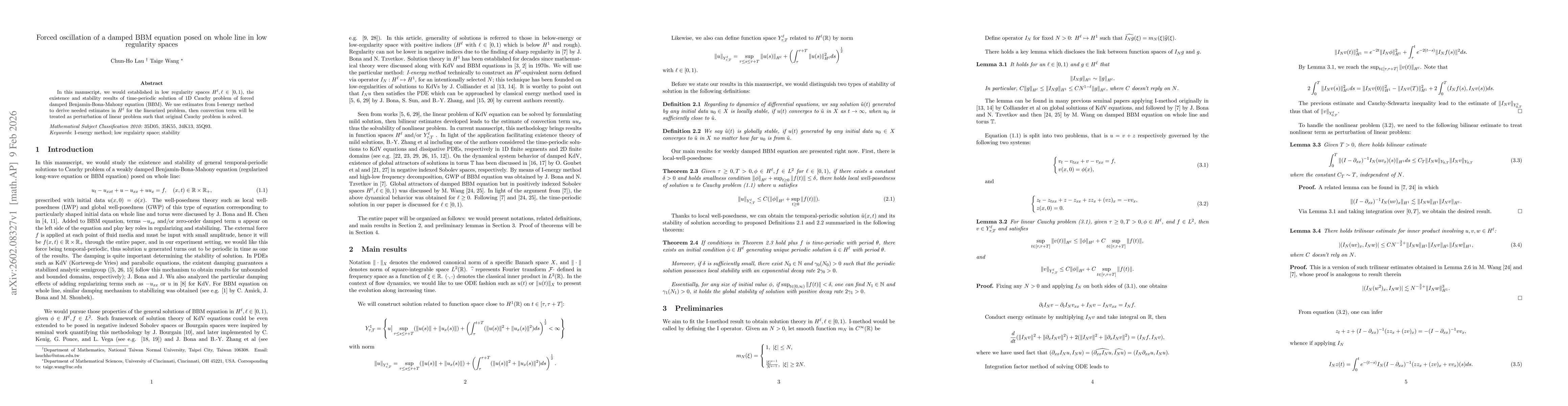 Thumbnail for Forced oscillation of a damped BBM equation posed on whole line in low regularity spaces