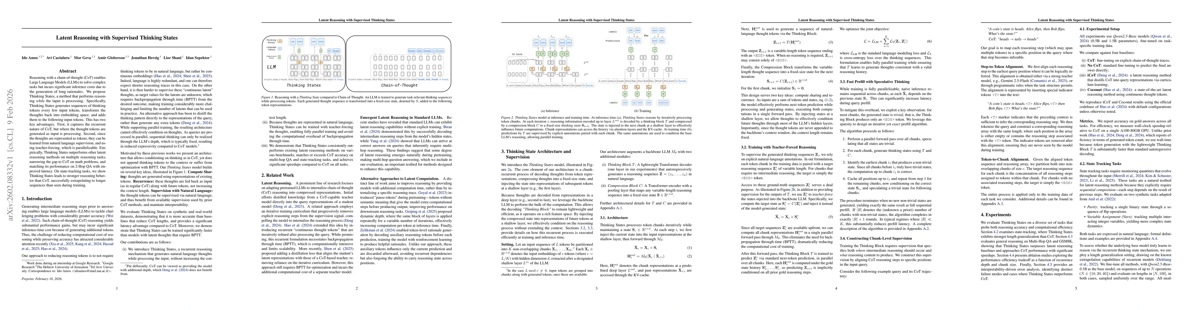 Thumbnail for Latent Reasoning with Supervised Thinking States