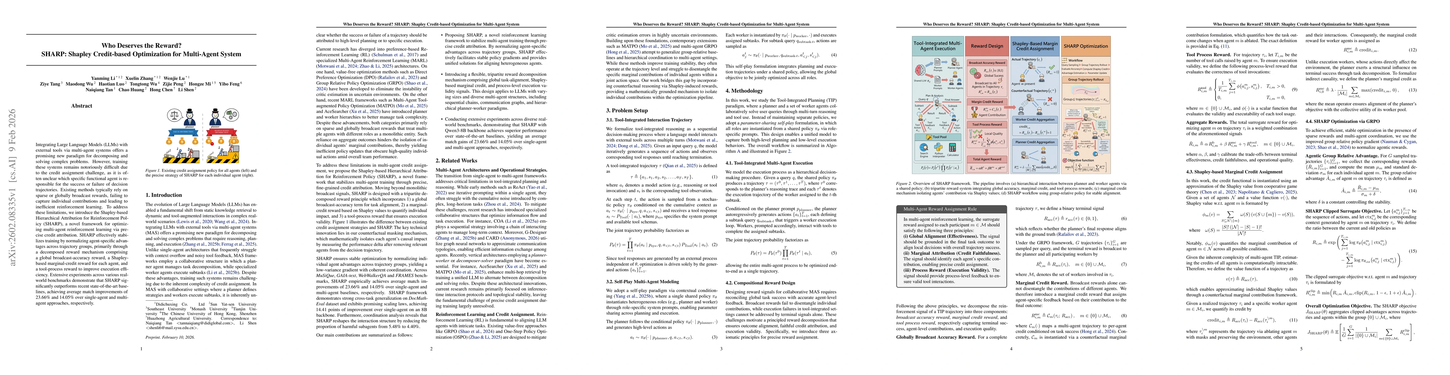 Thumbnail for Who Deserves the Reward? SHARP: Shapley Credit-based Optimization for Multi-Agent System