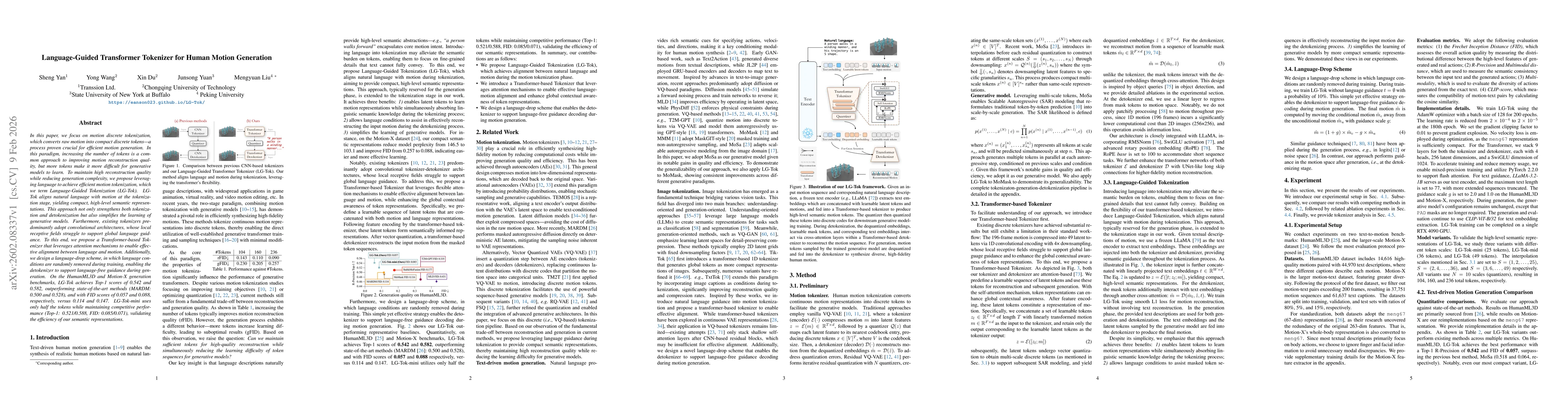 Thumbnail for Language-Guided Transformer Tokenizer for Human Motion Generation