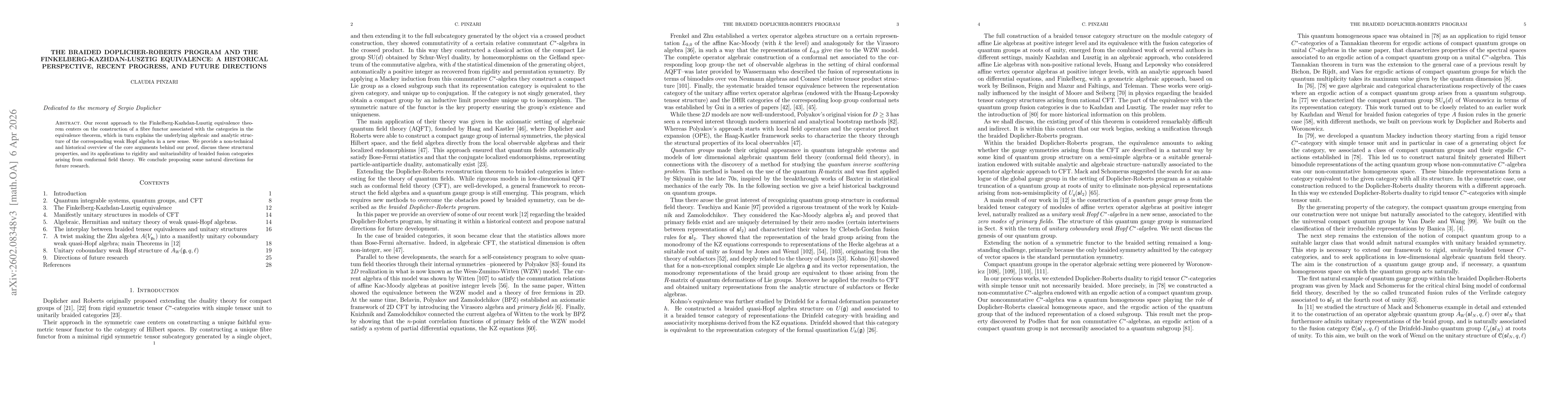 Thumbnail for The braided Doplicher-Roberts program and the Finkelberg-Kazhdan-Lusztig equivalence: A historical perspective, recent progress, and future directions