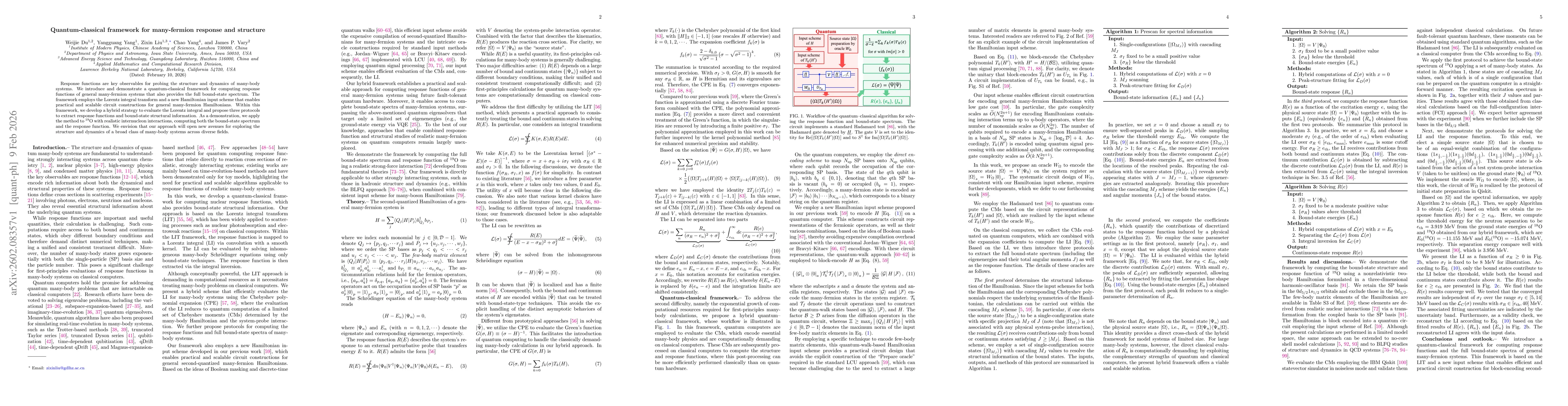 Thumbnail for Quantum-classical framework for many-fermion response and structure