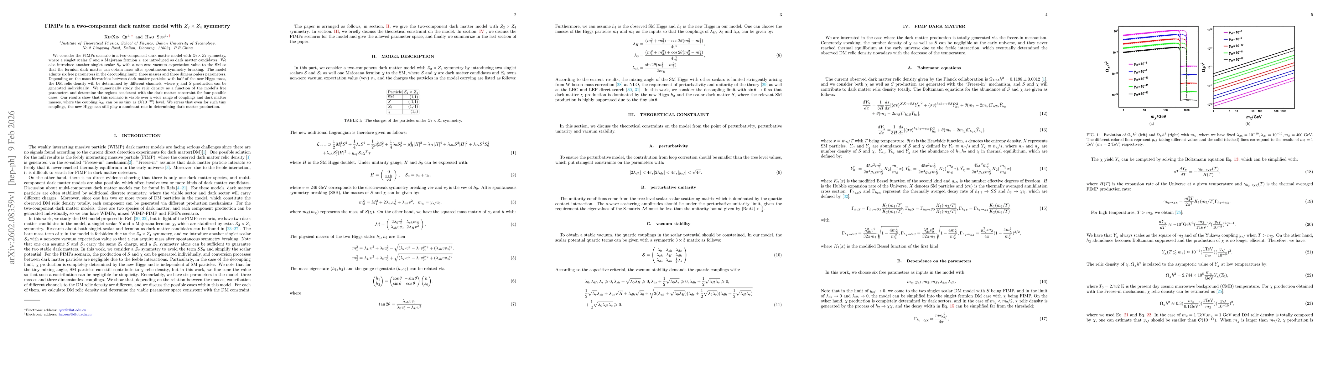 Thumbnail for FIMPs in a two-component dark matter model with $Z_2 \times Z_4$ symmetry