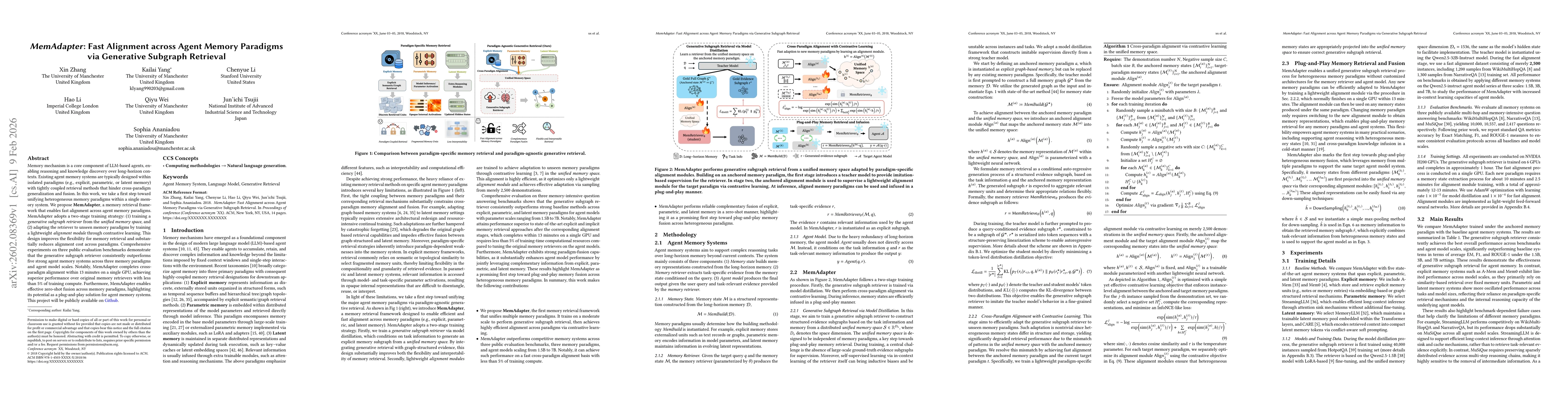Thumbnail for MemAdapter: Fast Alignment across Agent Memory Paradigms via Generative Subgraph Retrieval