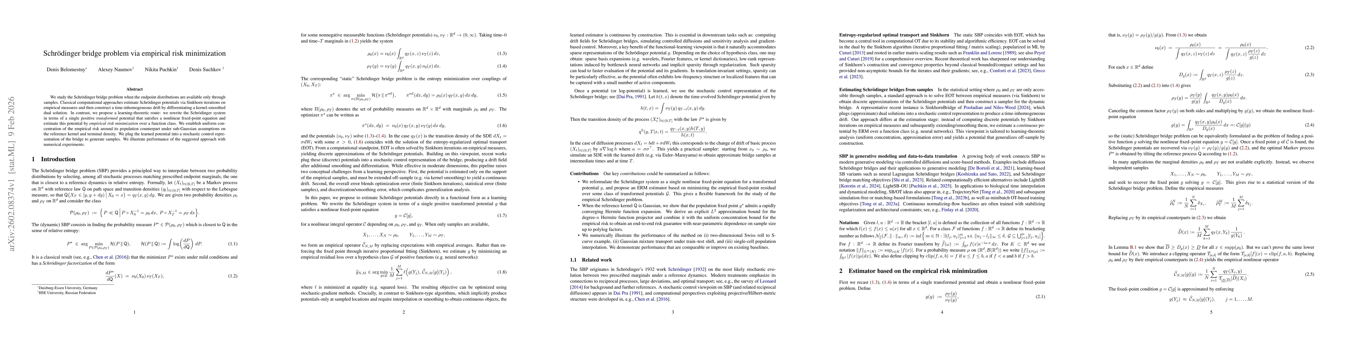 Thumbnail for Schrödinger bridge problem via empirical risk minimization