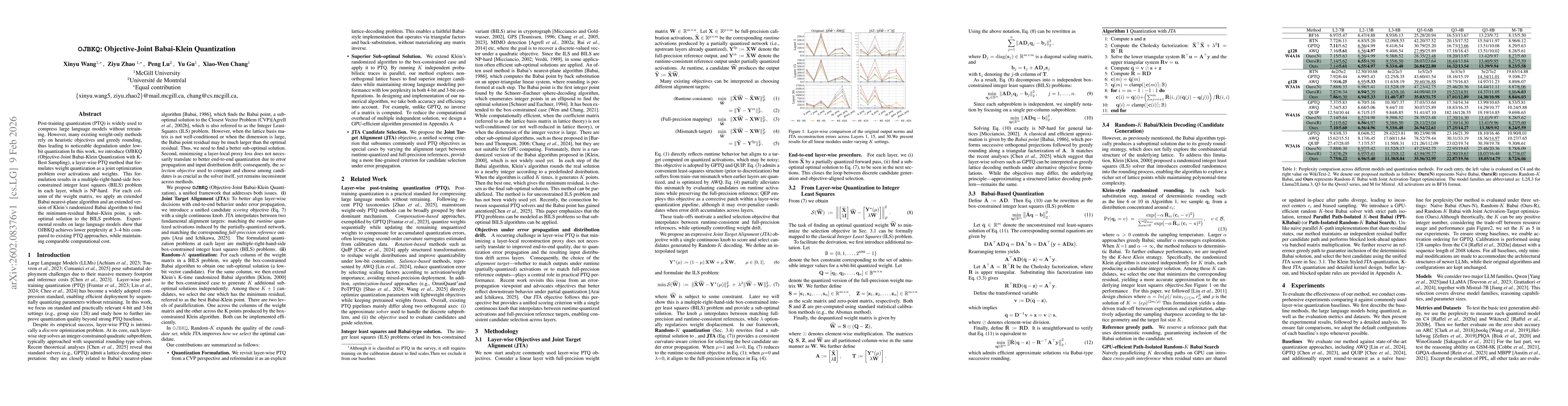 Thumbnail for OJBKQ: Objective-Joint Babai-Klein Quantization