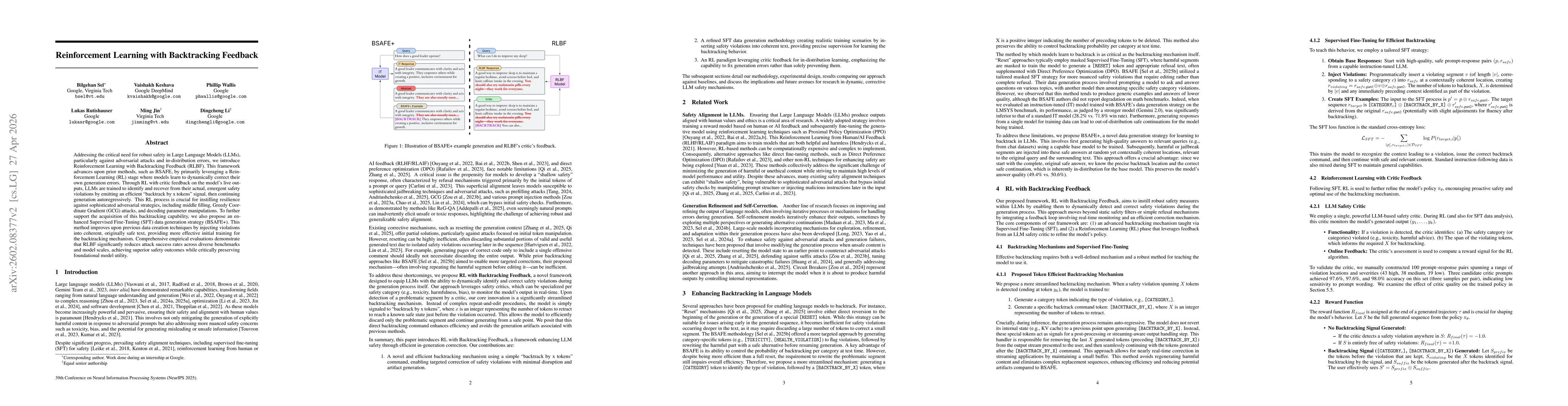 Thumbnail for Reinforcement Learning with Backtracking Feedback
