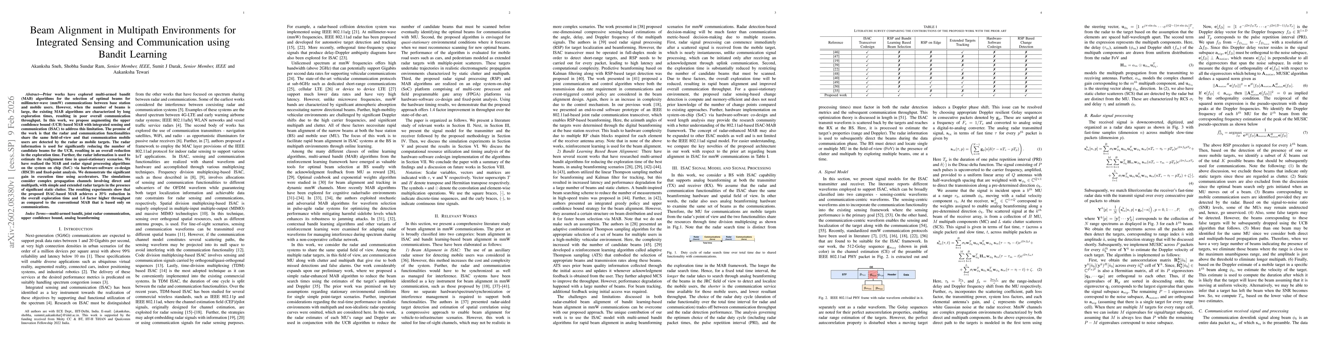 Thumbnail for Beam Alignment in Multipath Environments for Integrated Sensing and Communication using Bandit Learning