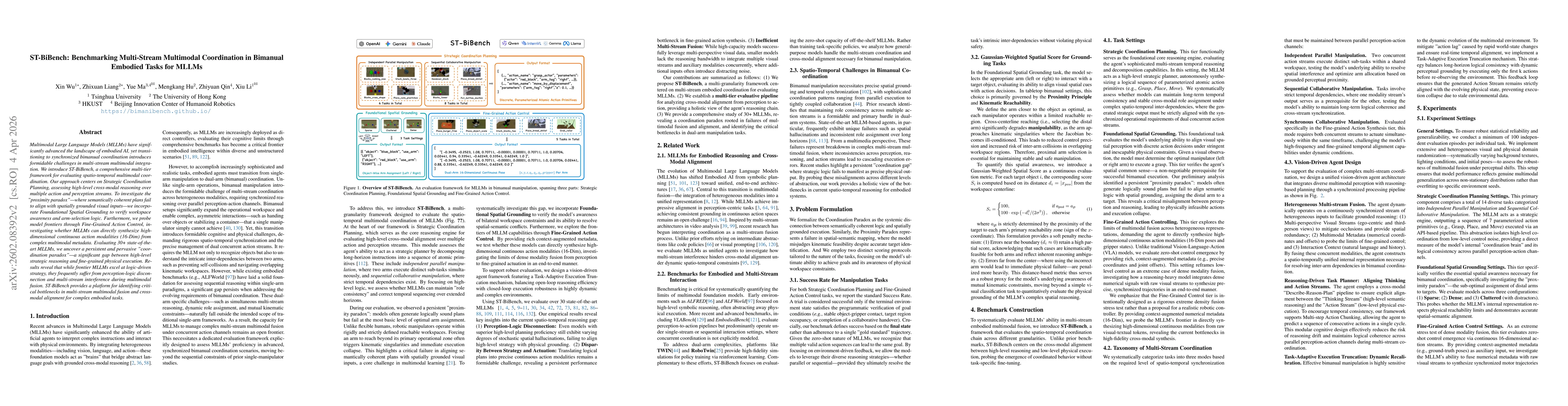 Thumbnail for BiManiBench: A Hierarchical Benchmark for Evaluating Bimanual Coordination of Multimodal Large Language Models