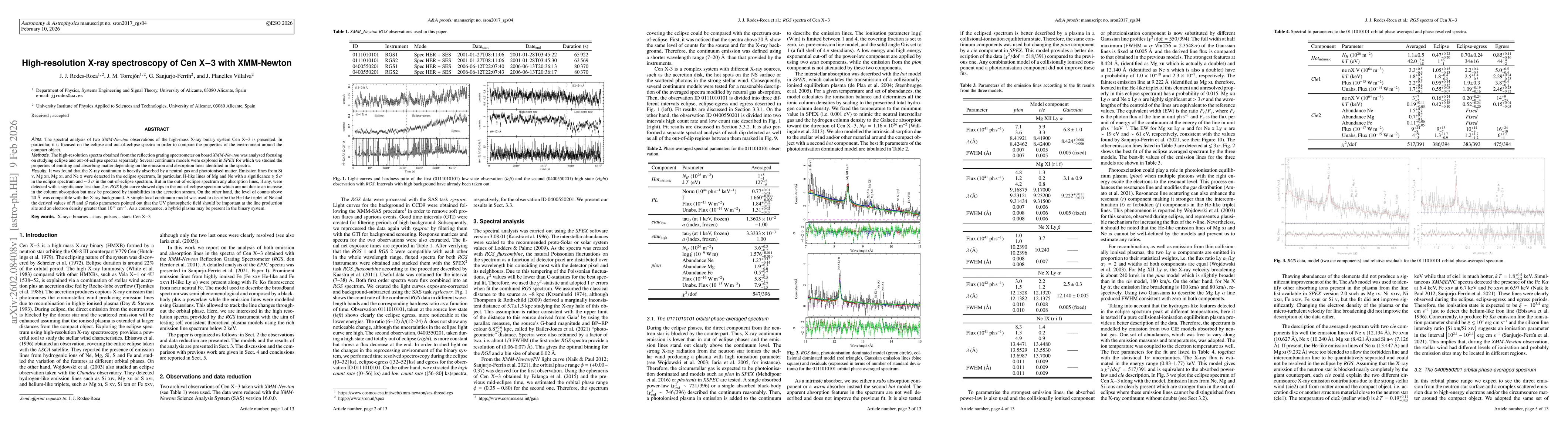 Thumbnail for High-resolution X-ray spectroscopy of Cen X-3 with XMM-Newton
