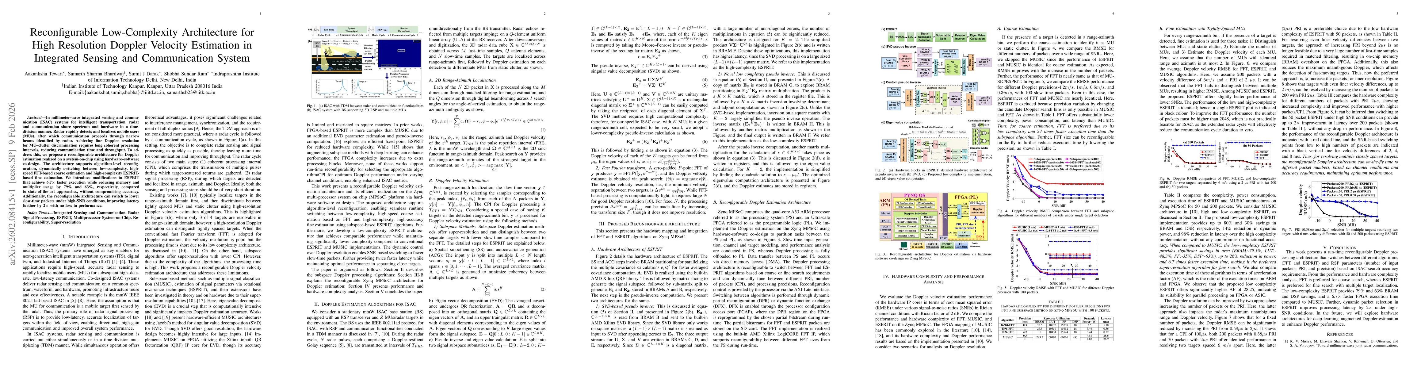 Thumbnail for Reconfigurable Low-Complexity Architecture for High Resolution Doppler Velocity Estimation in Integrated Sensing and Communication System