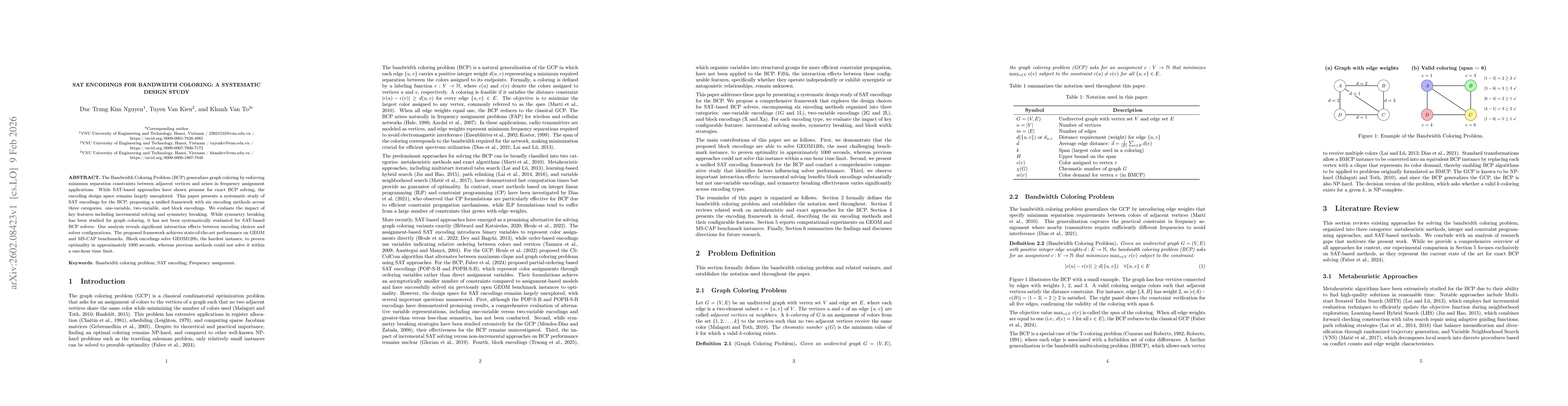 Thumbnail for SAT Encodings for Bandwidth Coloring: A Systematic Design Study