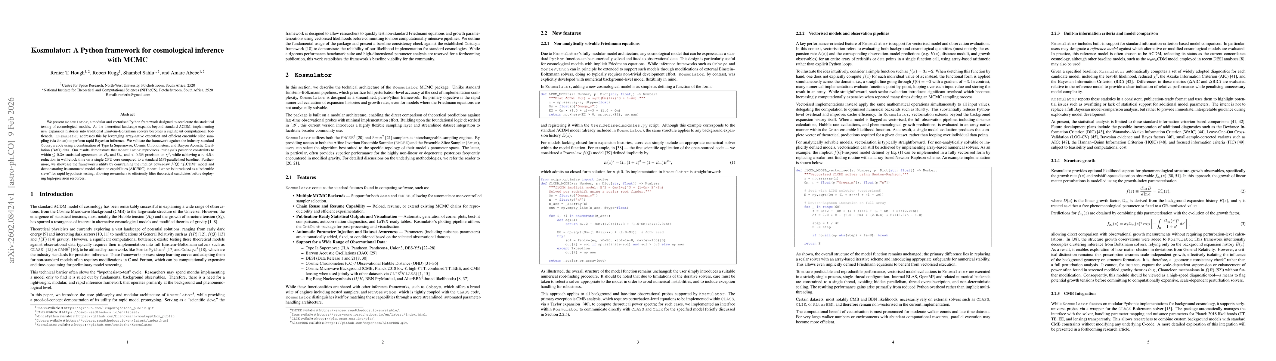 Thumbnail for Kosmulator: A Python framework for cosmological inference with MCMC