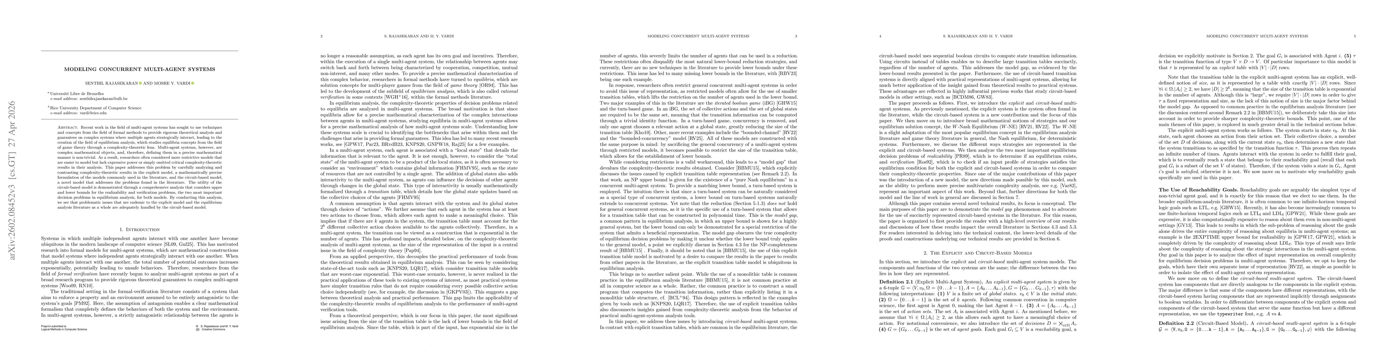 Thumbnail for Modeling Concurrent Multi-Agent Systems