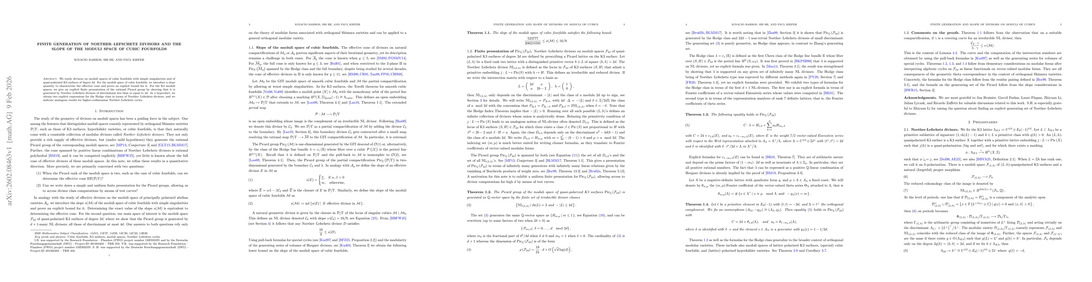 Thumbnail for Finite generation of Noether-Lefschetz divisors and the slope of the moduli space of cubic fourfolds