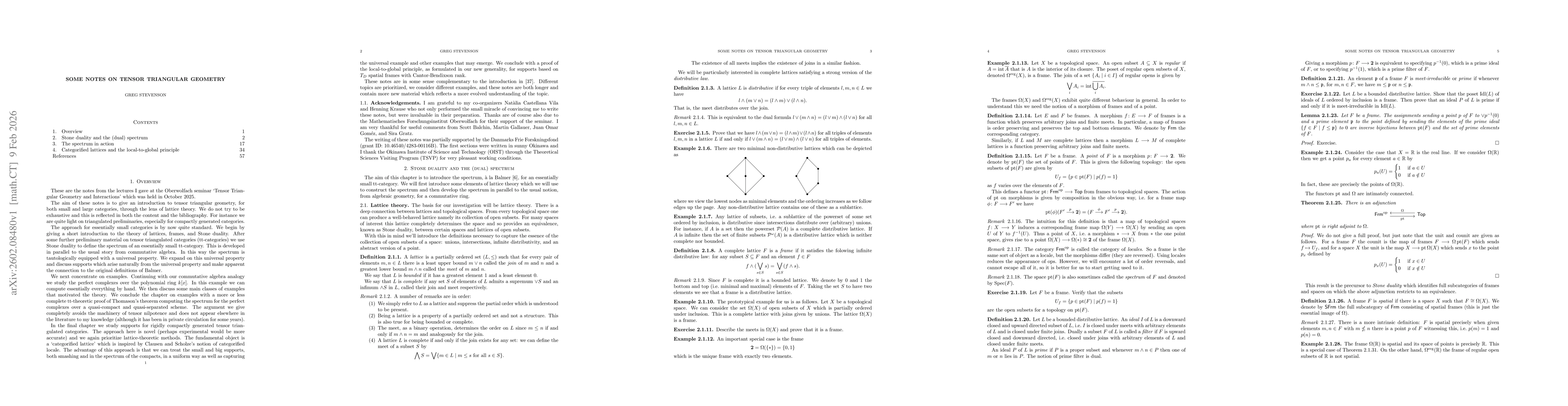 Thumbnail for Some notes on tensor triangular geometry