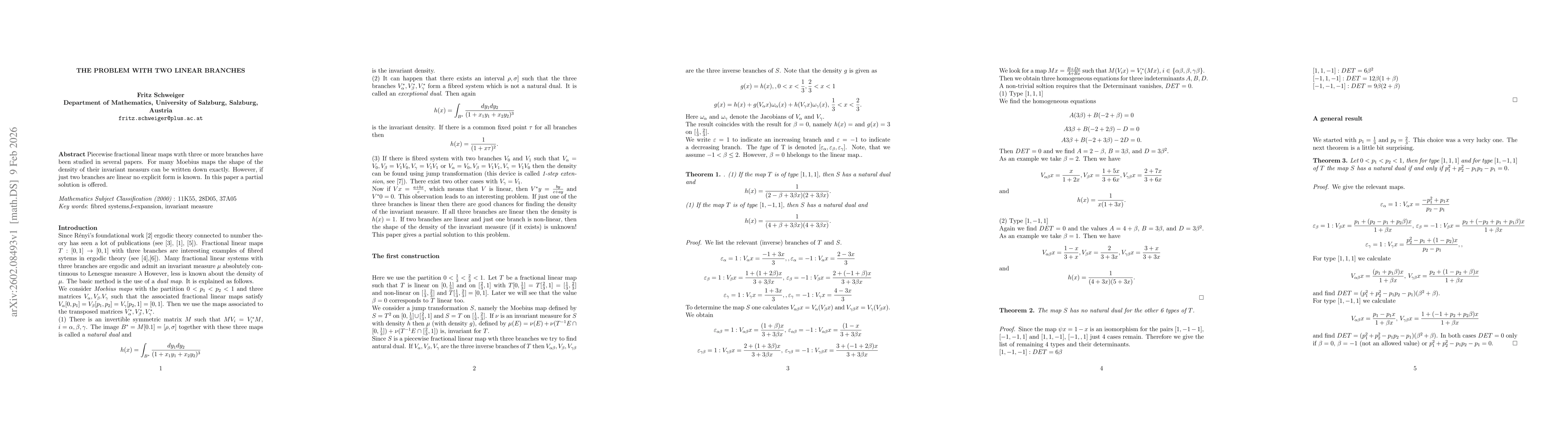 Thumbnail for The problem with twp linear branches
