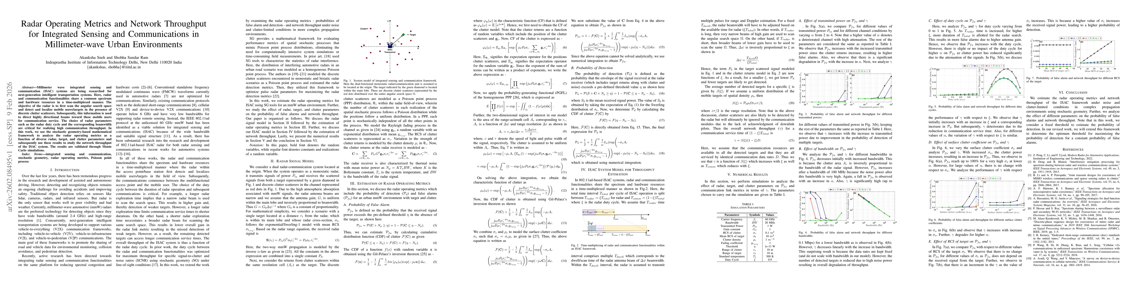 Thumbnail for Radar Operating Metrics and Network Throughput for Integrated Sensing and Communications in Millimeter-wave Urban Environments