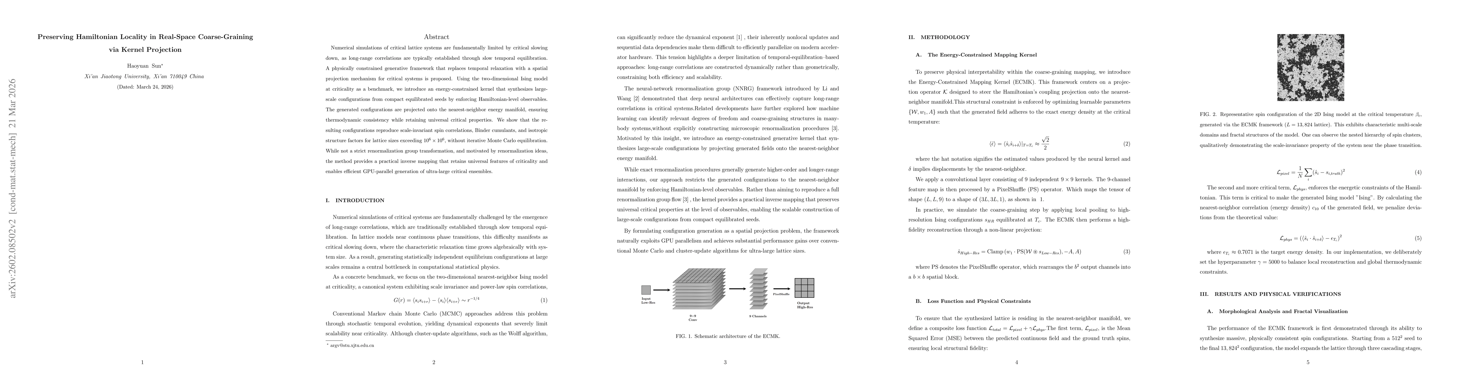 Thumbnail for Preserving Hamiltonian Locality in Real-Space Coarse-Graining via Kernel Projection