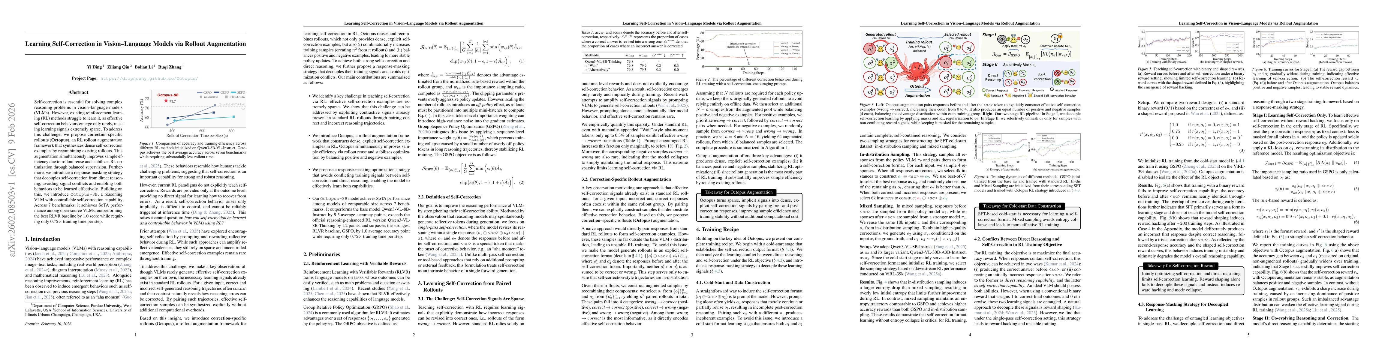 Thumbnail for Learning Self-Correction in Vision-Language Models via Rollout Augmentation