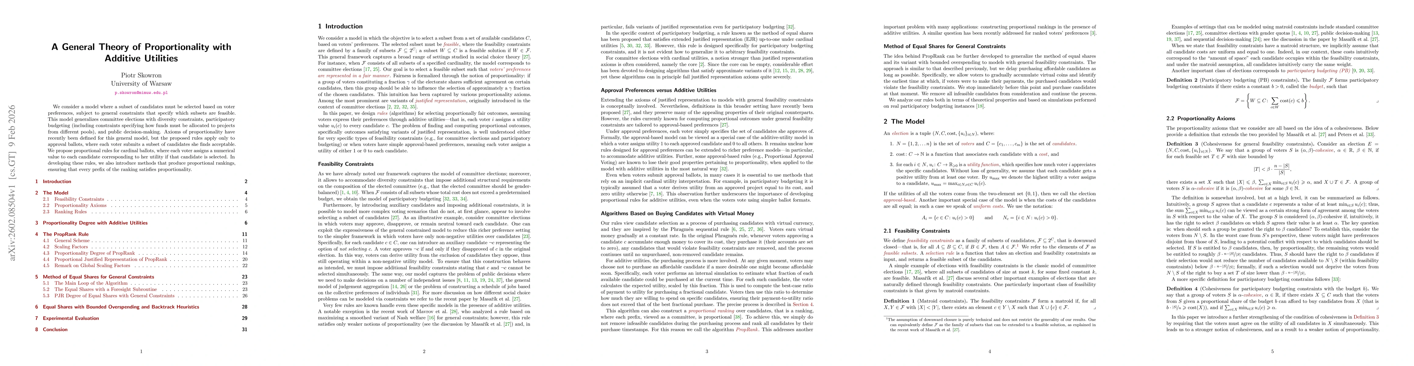 Thumbnail for A General Theory of Proportionality with Additive Utilities