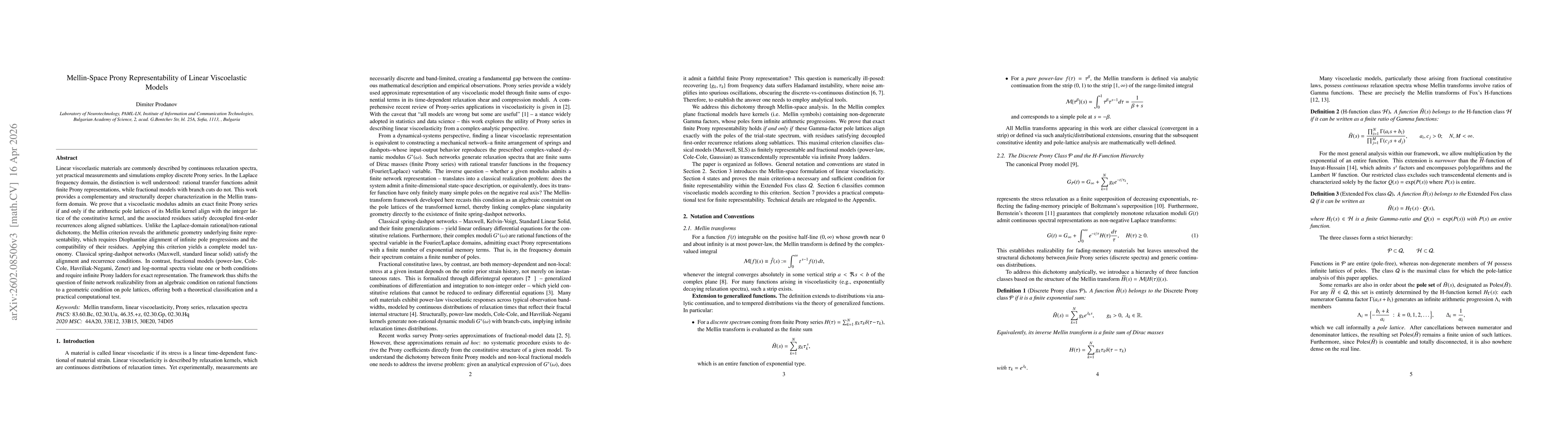 Thumbnail for Mellin-Space Prony Representability of Linear Viscoelastic Models