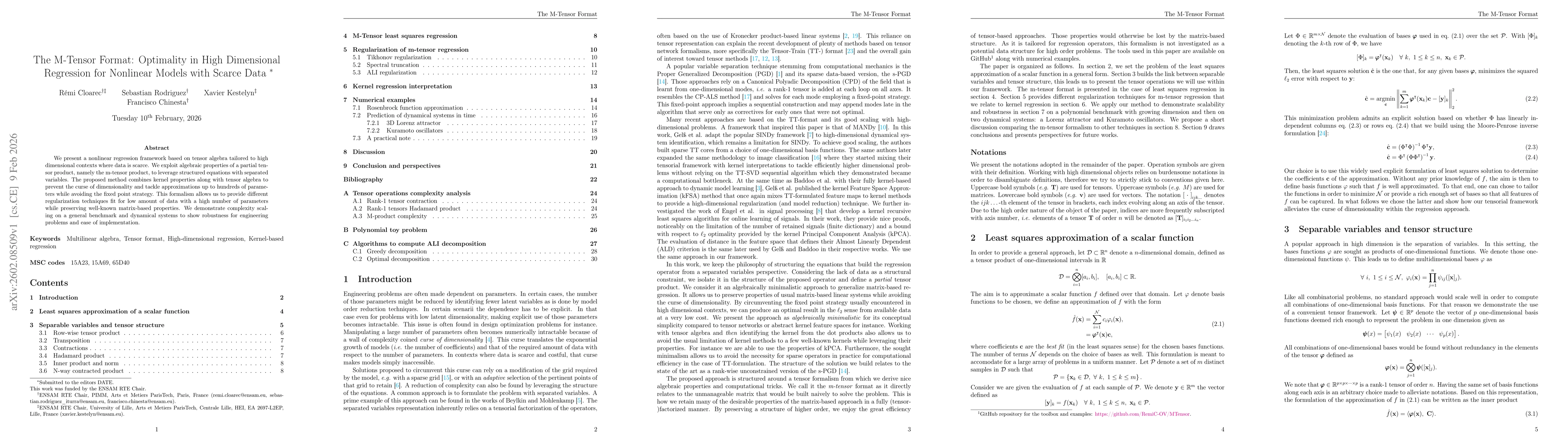 Thumbnail for The M-Tensor Format: Optimality in High Dimensional Regression for Nonlinear Models with Scarce Data