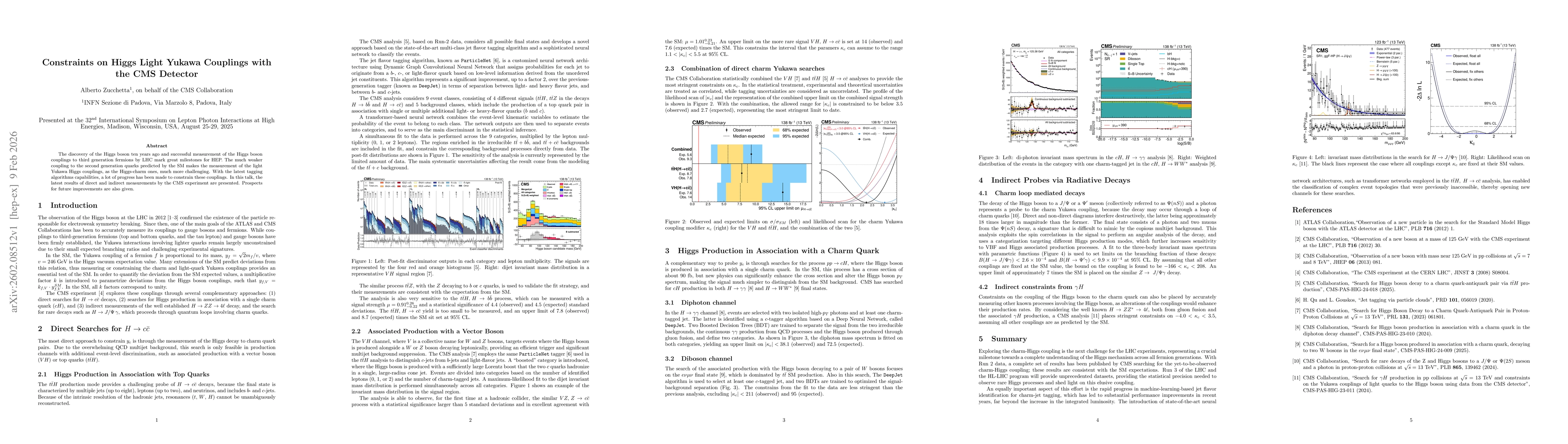 Thumbnail for Constraints on Higgs Light Yukawa Couplings with the CMS Detector