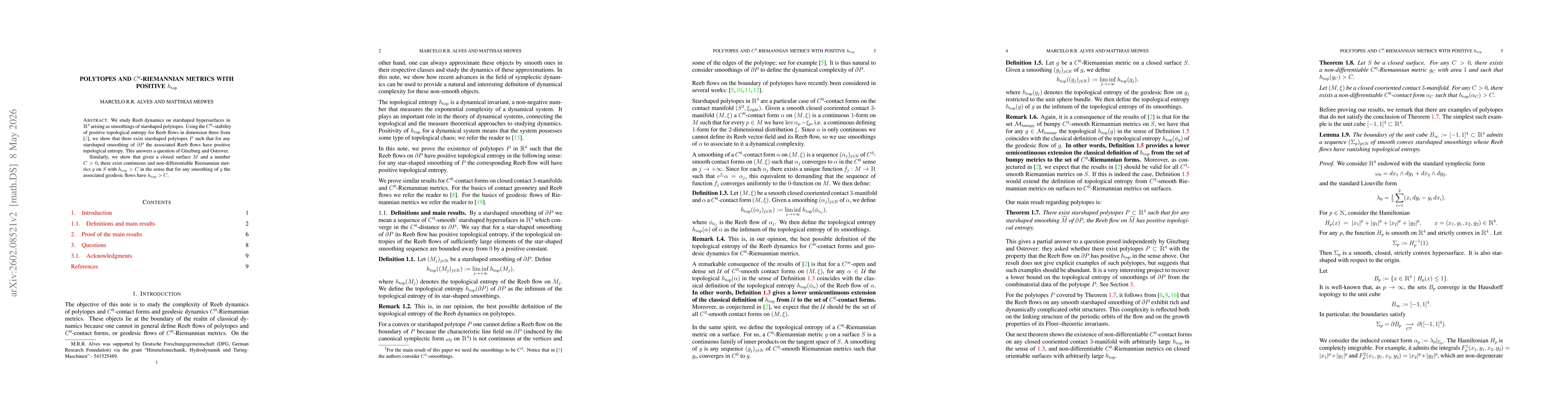Thumbnail for Polytopes and $C^0$-Riemannian metrics with positive $h_{\rm top}$