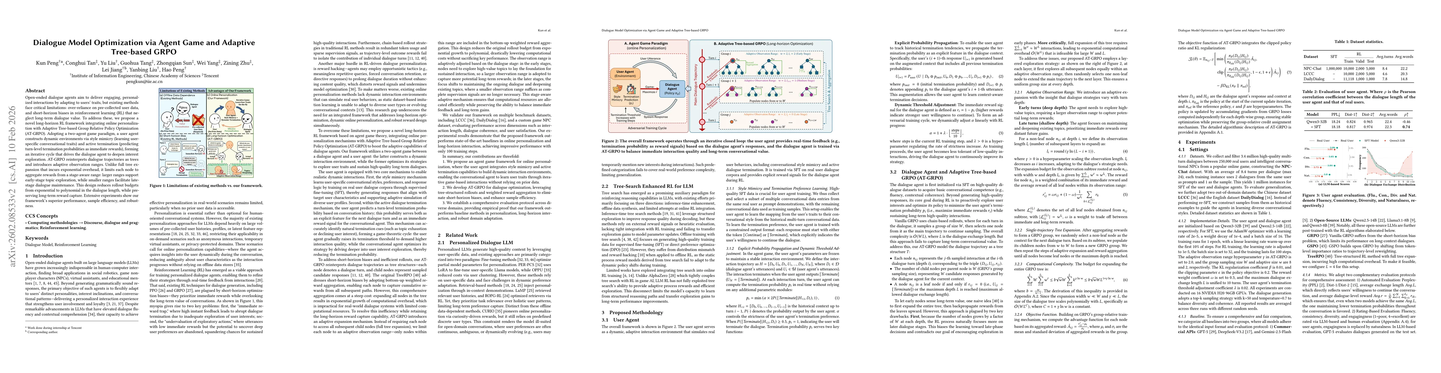 Thumbnail for Dialogue Model Optimization via Agent Game and Adaptive Tree-based GRPO