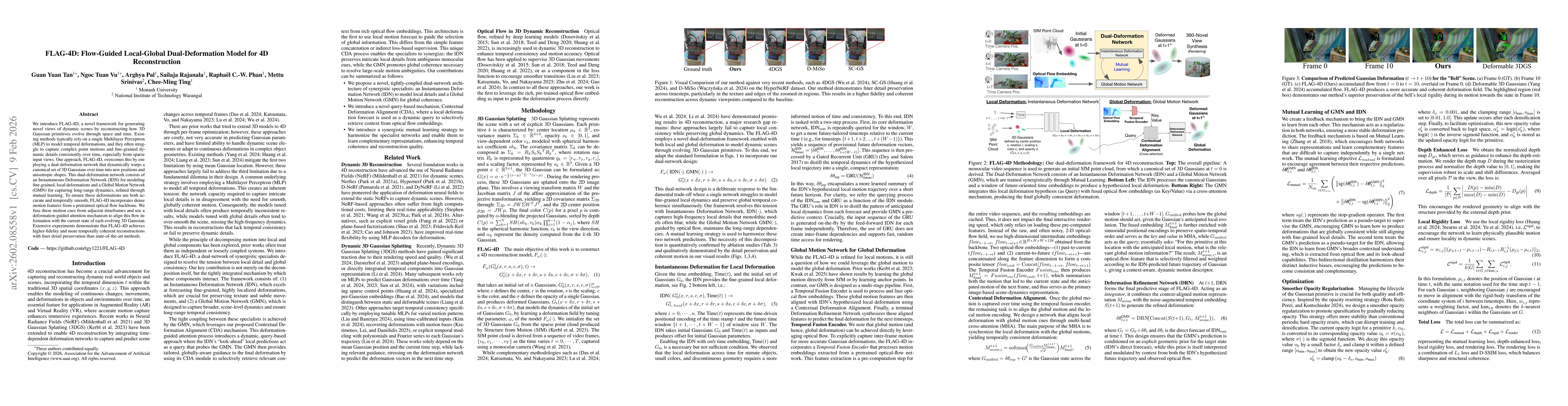 Thumbnail for FLAG-4D: Flow-Guided Local-Global Dual-Deformation Model for 4D Reconstruction