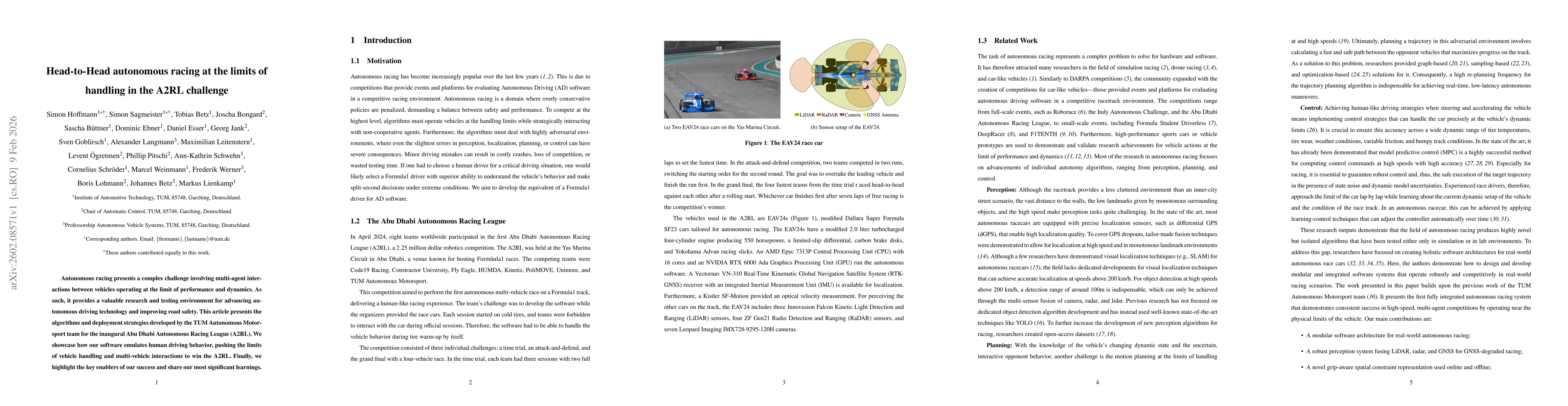 Thumbnail for Head-to-Head autonomous racing at the limits of handling in the A2RL challenge