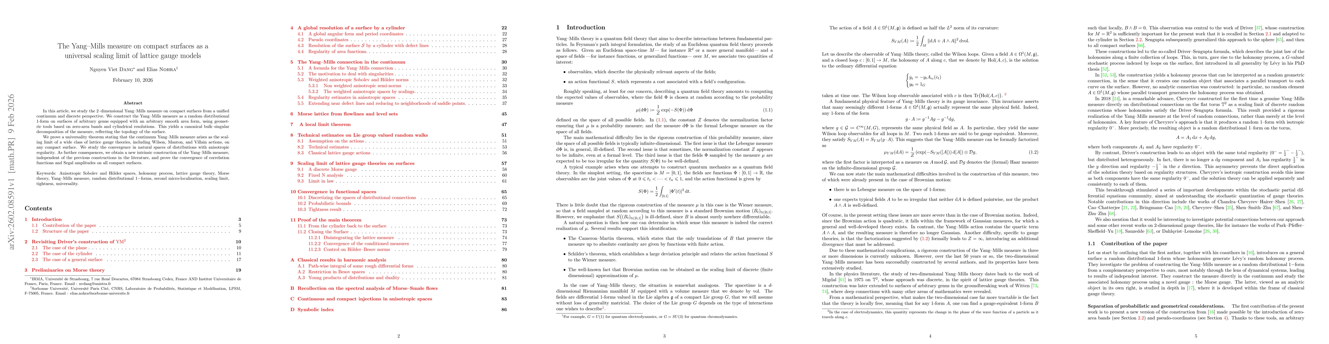 Thumbnail for The Yang--Mills measure on compact surfaces as a universal scaling limit of lattice gauge models