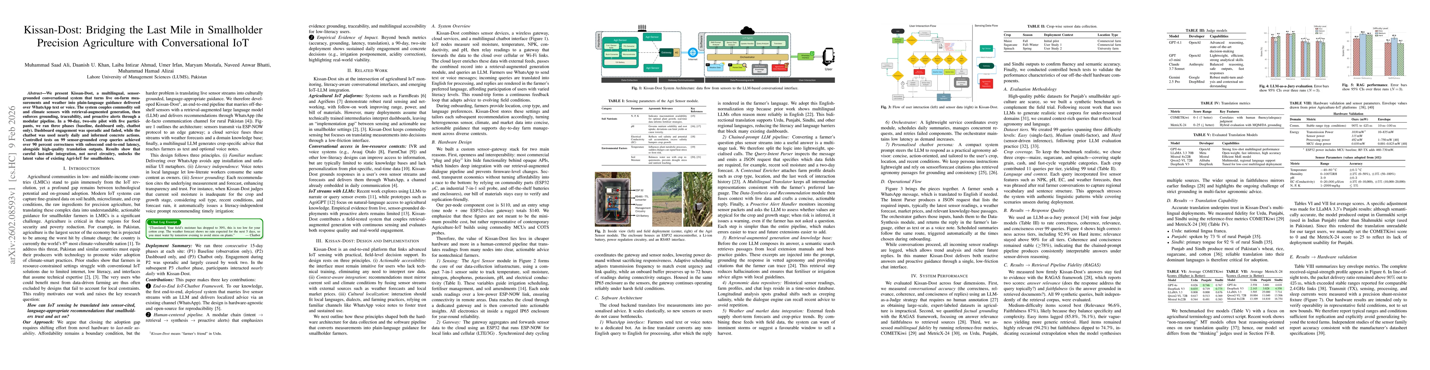 Thumbnail for Kissan-Dost: Bridging the Last Mile in Smallholder Precision Agriculture with Conversational IoT