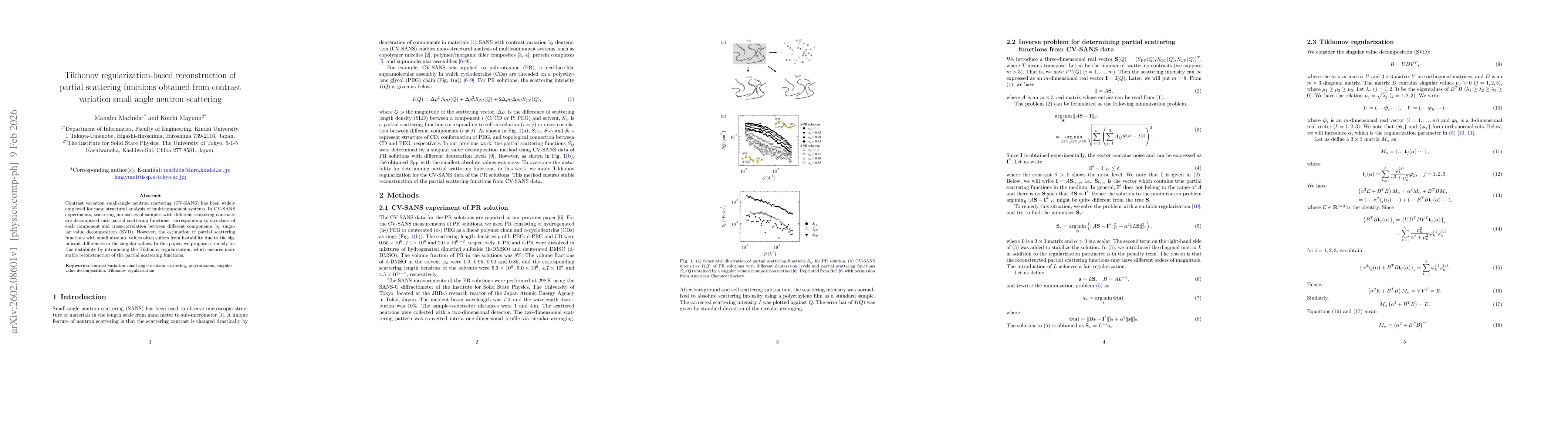 Thumbnail for Tikhonov regularization-based reconstruction of partial scattering functions obtained from contrast variation small-angle neutron scattering